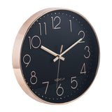 1 x RAW Customer Returns HZDHCLH 30cm Modern Quartz Silent Wall Clock Creeping Second with Arabic Numerals without Ticking for Decoration Living Room, Kitchen, Office, Bedroom Black-Rose Gold  - RRP €23.18