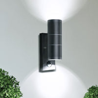 1 x RAW Customer Returns Unikcst Modern LED outdoor light with motion detector GU10 input outdoor wall lights black IP44 intelligent adjustable anthracite wall light 230V incl. 2x 5W cool white bulbs, 1 piece - RRP €43.36