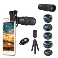 1 x RAW Customer Returns APEXEL 8 in 1 Phone Camera Lens Kit 18X Telephoto Telescope Zoom Lens Wide Angle, Macro, Fisheye, Kaleidoscope 6, Star Filter for iPhone Huawei and most Smartphone Remote Shutter Tripod - RRP €29.15