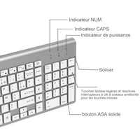 1 x RAW Customer Returns Wireless Keyboard - AZERTY 2.4G Silent Compact Mouse Keyboard Full Size Ergonomic for PC Computer Laptop TV Windows Silver White  - RRP €20.4