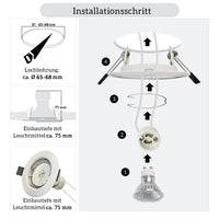 1 x RAW Customer Returns HiBay LED recessed spotlight 230V set GU10 ceiling spots round white recessed spot frame 68mm incl. GU10 socket for LED or light bulb set of 30 - RRP €58.48