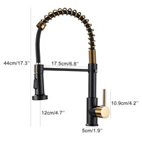 1 x RAW Customer Returns Kitchen Faucet Spring Pull Down Single Handle Brass Deck Mounting Kitchen Sink Faucets Black Gold B  - RRP €59.99