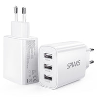 1 x RAW Customer Returns SPLAKS USB charger multiple, 30W 3-port power supply USB plug 2 pack for iPhone 14 13 12 Pro Max XS XR X, iPad, Samsung Galaxy, Huawei, Sony, Google, tablet, mobile phone charger - RRP €13.1