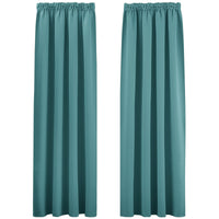 1 x RAW Customer Returns PONY DANCE Opaque curtains, heat-insulating ruffle tape, set of 2, H 175 x W 140 cm, ruffle tape curtains, opaque bedroom blackout curtain for rails, teal blue - RRP €30.16