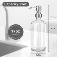 1 x RAW Customer Returns GLUBEE glass soap dispenser - dishwashing liquid dispenser kitchen with silver stainless steel pump, pump bottle 500ml for soap, lotion, hand soap dispenser - ideal for kitchen, bathroom and hotel - RRP €14.04