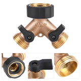 1 x RAW Customer Returns 3 4 Y Shape Thread 2 Way Brass Garden Hose Connector Tap Garden Hose Distributor for Tap Connection Splitter Nozzle Garden Irrigation America  - RRP €20.4