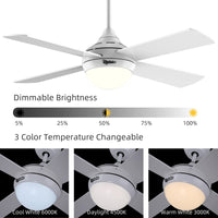 1 x RAW Customer Returns Ovlaim 122CM ceiling fan with LED lighting and remote control, quiet, energy-saving DC motor, 6 speed, 3 color temperature light, timer, suitable for summer and winter updraft and downdraft - white - RRP €159.95