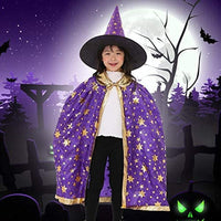 1 x Brand New YKKJ Children s Halloween Cloaks, Witch Wizard Cloak Wizard Cape with Hat for Children Halloween Carnival Mardi Gras Vampire Costume, Purple - RRP €9.41