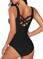 1 x RAW Customer Returns Aleumdr Women s Swimwear Push Up Swimsuit One Piece Swimsuit Gradient Color Shaping Backless Cross Back Playsuit S-XXL 1-Black M - RRP €31.98