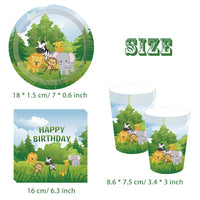 18 x Brand New MEZHEN Forest Animals Party Tableware Jungle Birthday Party Safari Children s Birthday Decoration Animals Birthday Party Tableware Paper Plates Cups Napkins Set Table Decoration - RRP €272.16