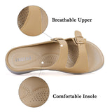 1 x RAW Customer Returns Hsyooes Mules Women s Sandals Slippers Adjustable Strap Bath Slippers Non-Slip Beach Sandals Summer Open Slide Sandals Flat A-Khaki CN40 EU39 - RRP €33.52