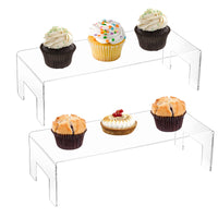 1 x RAW Customer Returns Frcctre 2 Pcs Clear Acrylic Display Riser Acrylic Display Stand for Jewelry Acrylic Shelf for Dessert Cupcake Candy Toys Figures Cosmetics 12 x 5 x 3.3  - RRP €20.99