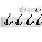 1 x RAW Customer Returns LARHN coat hook white - coat rack white with 4 hooks in black - 42 cm - coat hook wall - wall coat rack for hallways, cloakrooms, bedrooms and bathrooms - RRP €19.9