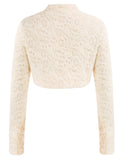 1 x RAW Customer Returns Women s Bolero Short Cardigan Long Sleeve Lace Open Front Casual Festive Elegant Beige XXL - RRP €25.2