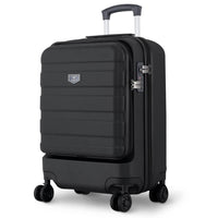 1 x RAW Customer Returns Lugg ABS hard shell suitcase - 37x24x55.5 cm I Hand luggage suitcase with 4 spinner wheels, double TSA lock, large, robust lightweight trolley design  black - RRP €70.58