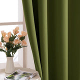 1 x RAW Customer Returns MIULEE Curtains Olive Green Opaque with Eyelets, Beautiful Soft Blackout Curtains for Darkening Rooms, Set of 2 Curtains Darkening Bedroom Living Room Thermal Curtain Cold Protection 140X225 cm - RRP €41.24