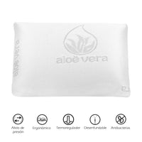 1 x RAW Customer Returns MERCURY TEXTIL - Memory foam pillow with thermoregulating Aloe Vera fabric adaptability to the neck of high recovery travel pillow  - RRP €18.99