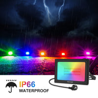 1 x RAW Customer Returns MEIKEE 60W RGB Spotlight With Remote Control 2 Modes 12 Colors Timer Memory Function RGB Floodlight IP66 Waterproof 6 Brightness Levels Christmas Halloween Party Spotlight Color Decorative, 2 Pieces - RRP €42.98