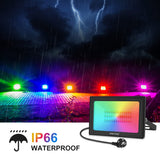 1 x RAW Customer Returns MEIKEE 60W RGB Spotlight With Remote Control 2 Modes 12 Colors Timer Memory Function RGB Floodlight IP66 Waterproof 6 Brightness Levels Christmas Halloween Party Spotlight Color Decorative, 2 Pieces - RRP €42.98