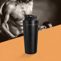 1 x Brand New GRGE 750ML stainless steel shaker bottle, leak-proof, sports water cup, protein shaker stainless steel, protein shaker bottle, for protein powder, milkshakes, coffee, diet and fitness cup black  - RRP €19.81