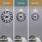 1 x RAW Customer Returns HAITANG Large Round Wall Clock Vintage Style Metal Silent Non Ticking Battery Powered 40cm 47cm 60cm Roman Numeral Clock Living Room Bedroom Decor - RRP €60.02