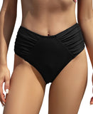 1 x Brand New SHEKINI Women s High Waisted Bikini Bottom Ruched Swimsuit Bottoms Women Sexy Bikini Bottom Black, S  - RRP €28.45