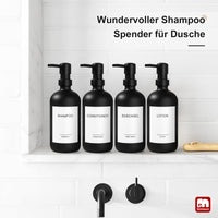 1 x RAW Customer Returns GMISUN shampoo bottles for filling, 4 pieces 500ML shower gel and shampoo dispenser for shower, glass soap dispenser shower black matt, stylish shower dispenser for bathroom, modern shower gel dispenser for shower - RRP €24.99