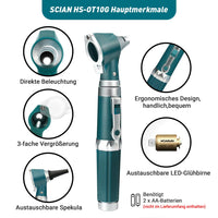 1 x RAW Customer Returns Scian Otoscope with Light - Ear Infection Detector and Bag Ear Scope - Includes Hard Plastic Case - Suitable for Children, Adults, Doctors, Pets - Available in Multiple Colors Green  - RRP €36.29