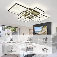 1 x RAW Customer Returns HIHIHOMY LED Ceiling Light, 8 Rectangular Modern LED Ceiling Light, L106cm Black Dimmable LED Ceiling Light 8-Rectangular Creative LED Ceiling Light with Remote Control - RRP €234.55