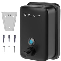 1 x RAW Customer Returns Hovea - Black Wall Mounted Soap Dispenser 500ml - Bathroom, Kitchen Stainless Steel Soap Dispenser - Liquid Soap, Shampoo, Dishwashing Liquid Dispenser - Rustproof Brushed Metal - SP501 - RRP €26.76