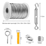 1 x RAW Customer Returns Coated Steel Cable Kit, Stainless Steel Wire Braided Cable, Rope Kit Hanging Cable Hooks Cables, Rope Tensioner, for Hanging Pictures, Lamps, Clothes Line, Curtains, Garden 15m  - RRP €24.78