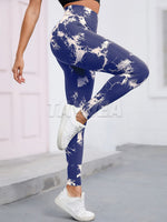 1 x Brand New TAYOEA Damen Tie Dye Scrunch Leggings Yoga Lange Leggings Slim Fit Fitnesshose Sporthosen Blickdicht Sport Yogahose Nahtlos Push up Leggings Hohe Taille bung Fitness Joggen, Tie Dye Dunkelblau,S - RRP €26.99