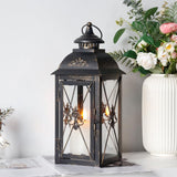 1 x RAW Customer Returns TRIROCKS Decorative Hanging Lantern, Height 34cm, Vintage Metal Candle Holder with Tempered Glass, Perfect for Living Room, Garden, Yard, Patio, Party, Event, Indoor Outdoor - RRP €32.99