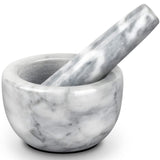 1 x RAW Customer Returns Parmedu marble mortar and pestle set kitchen mill made of natural marble in small size with 10cm diameter - manual spice mill herb mill pill crusher with pestle in white - RRP €18.14