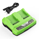 1 x RAW Customer Returns XNJTG 24V Dual Port Charger Replacement for Greenworks 24V Charger G24X2UC2 G24X2C G24C - RRP €36.29