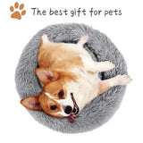 1 x Brand New NIBESSER pet bed dog bed cat bed round plush dog sofa cat sofa cushion in doughnut shape diameter 50cm, light gray  - RRP €21.0