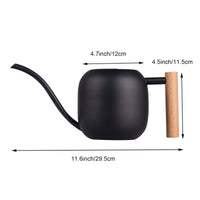 1 x RAW Customer Returns IMEEA 1L wooden handle watering can, black watering can for smaller potted plants, stainless steel watering can with long spout and comfortable wooden handle for houseplants, succulents, Bosai - RRP €29.23