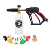 1 x RAW Customer Returns Tool Daily Short Pressure Washer Gun with Foam Cannon, 1 10.2 cm Quick Connect, with 5 Pressure Washer Nozzle Tips, 1 Liter - RRP €52.99