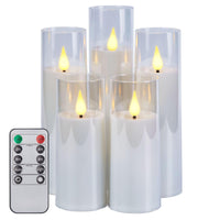 1 x RAW Customer Returns IMAGE Set of 5 Flickering Flameless Candles D2.3 x H5 5 7 7 8 Battery Operated LED Pillar Candles with 10 Key Remote Control Timer for Wedding Christmas Home Decor, White - RRP €22.8