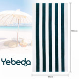 1 x RAW Customer Returns Yebeda set of 4 beach towels XXL 180 x 90 cm large beach towels made of 100 cotton, soft and absorbent bath towel pool towel shower towel with striped pattern navy blue purple red grey  - RRP €55.92