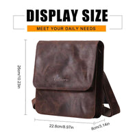 1 x RAW Customer Returns Leathario Men s Vintage Leather Shoulder Bag Small Casual Crossbody Shoulder Bag Leather School Travel for Pad MINI 7.9 Inches Brown - RRP €41.93