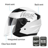 1 x RAW Customer Returns Westt jet helmet with visor and sun visor motorcycle helmet men women scooter helmet moped helmet moped chopper helmet motorcycle half helmet open-face helmet pilot helmet ECE DOT certified - RRP €71.8