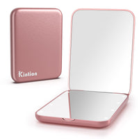 1 x RAW Customer Returns Kintion Pocket Mirror, LED Compact Travel Makeup Mirror with 1x 3x Magnification, Compact Mirror with Light, Handbag Mirror, Small Lighted Compact Mirror Gift, Rose Gold - RRP €15.12