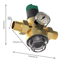 1 x RAW Customer Returns Thirrni pressure reducer water 3 4 inch, pressure reducer with pressure gauge and sieve filter, water pressure gauge for drinking water - RRP €43.36