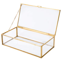 1 x RAW Customer Returns Homtone Golden Vintage Glass Box Terrarium Retro Jewelery Box Transparent Glass Jewelery Storage Organizer for Wedding Birthday Party Decor Large  - RRP €25.04