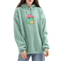 5 x Brand New Women s Pullover Hoodie Girls Teenager Kawaii Frog Hoodie Autumn Winter Warm Hooded Tops Casual Sports Sweatshirt 2XL, Green-2  - RRP €99.85