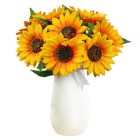 1 x RAW Customer Returns Olrla 10 Artificial Sunflowers Single Stem, Silk Artificial Sunflower for Wedding Bouquet Centerpieces Interior Decoration - RRP €16.45