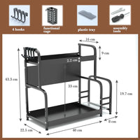 1 x RAW Customer Returns FEXPLENDID standing spice rack for kitchen worktop, 49 x 43.5 x 22.5 cm, steel, standing kitchen shelf, spice rack organizer, spice stand, table shelf for kitchen, office, washroom 2-layer black  - RRP €30.48