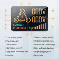 1 x RAW Customer Returns DollaTek AC11 Multifunction LED Screen Socket Tester Phase Meter Phase Polarity Detector 0.1V 250V AC Zero Voltage Measurement Fire Wire Identification - RRP €18.8
