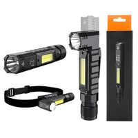 3 x RAW Customer Returns SuperFire flashlight with magnet, flashlight LED rechargeable work light flashlight 90 degrees, 5 light modes with red light rechargeable IP44 waterproof for hiking outdoor emergencies camping - RRP €62.97